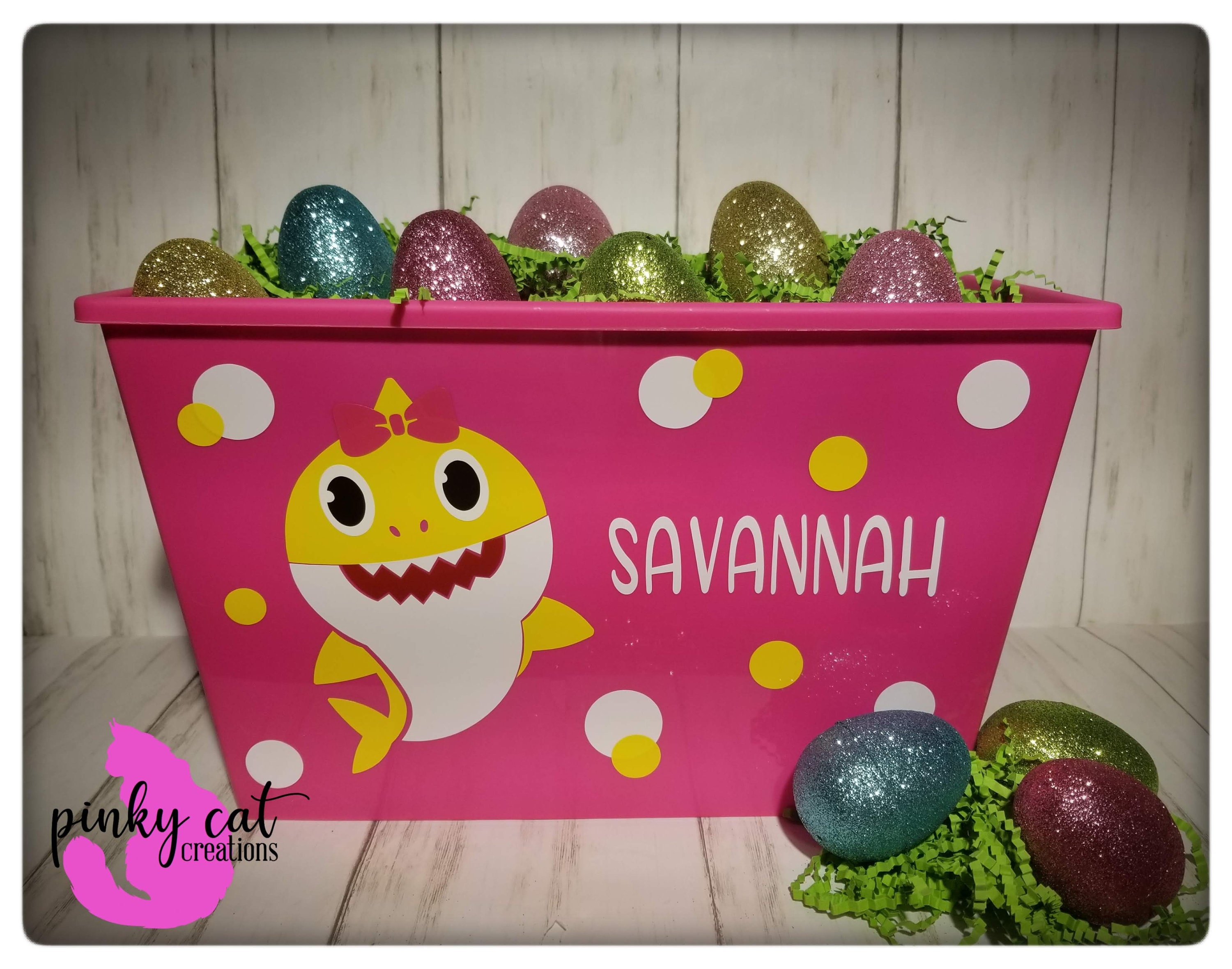 Personalized Baby Shark Basket Etsy