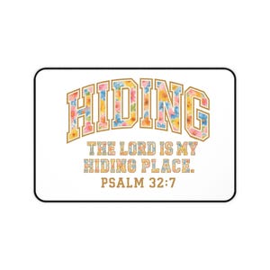 Christian Desk Mat Mouse Pad, The Lord Is My Hiding Place Bible Verse Scripture Mat, Religious Office Decor, Christian Gift, Inspirational