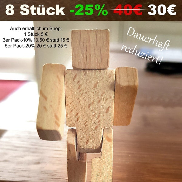 8x Holzfigur Minecraft. Geschenk für Gäste als Mitbringsel-Mitgebsel. Spielzeug. Holzspielzeug. Anmalen. Kindergeburtstag. Geburtstag. Malen