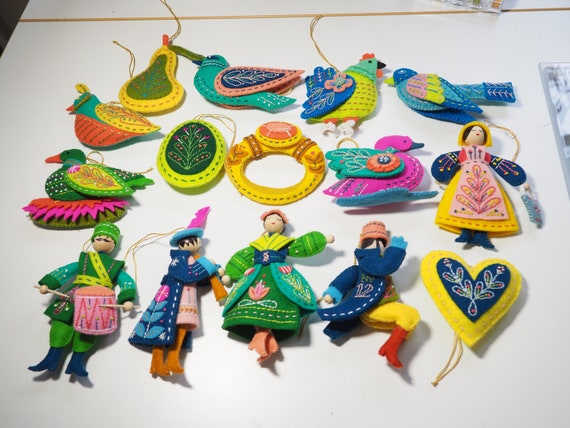 12 Days of Christmas felt ornaments, mmmcrafts