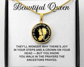Collana con ciondolo afro Black Queen: gioielli di emancipazione in acciaio inossidabile