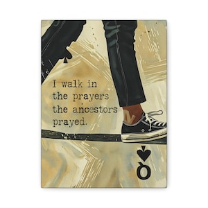 Black Queen Canvas Art – &quot;I Walk in Prayers&quot; Wall Decor