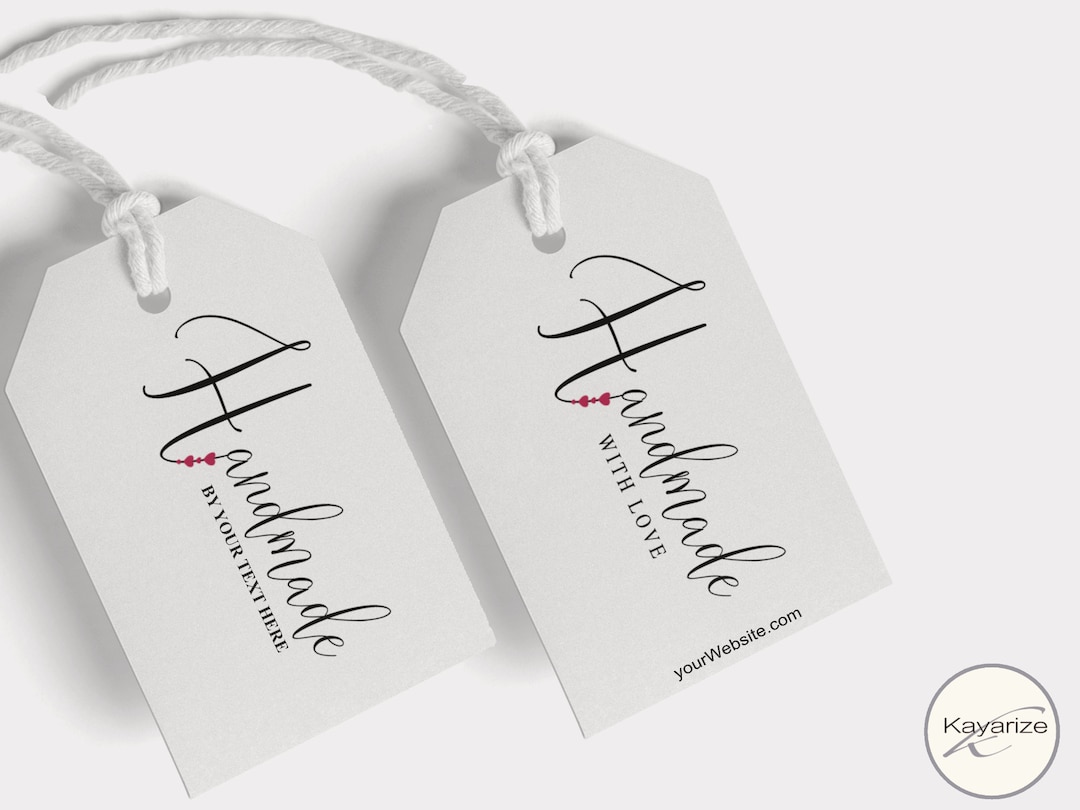 Tags for Handmade Items, Printable and Personalized. Handmade With Love Tags, Gift Tag, Handmade ...