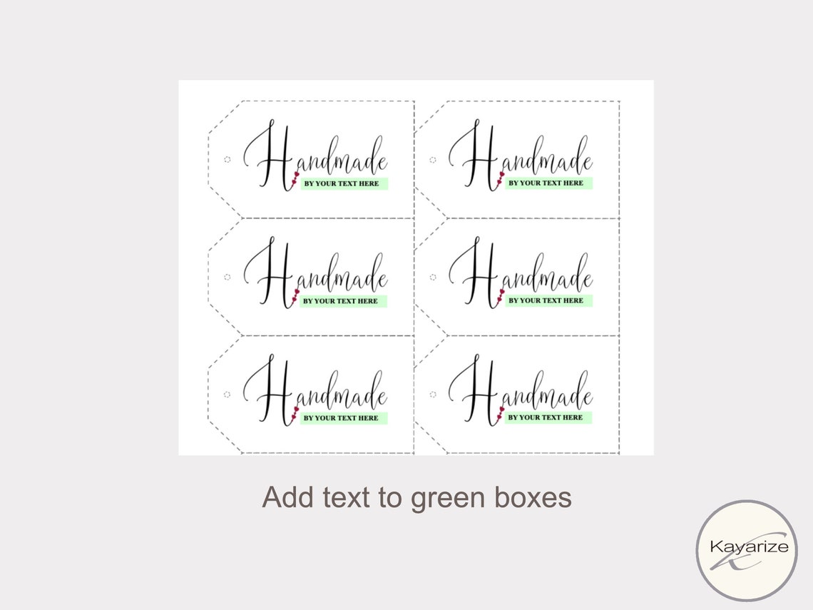 Tags for Handmade Items, Printable and Personalized. Handmade With Love ...
