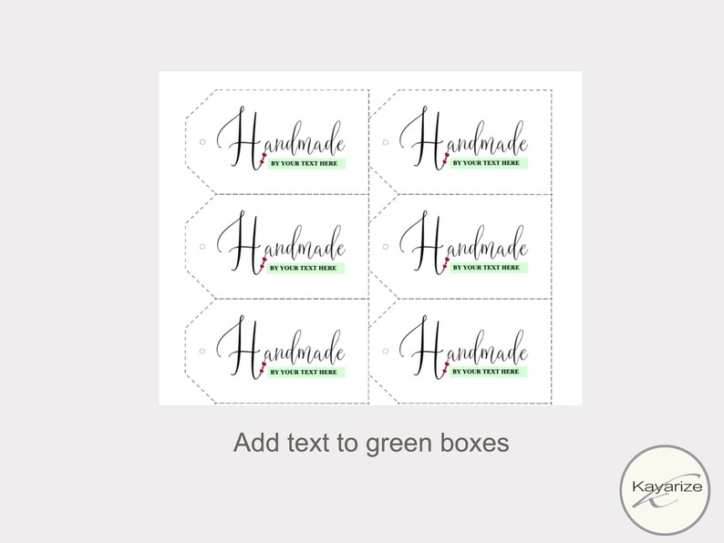 Tags for Handmade Items, Printable and Personalized. Handmade With Love Tags, Gift Tag, Handmade ...