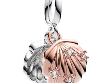 Pearl Seashell Charm for European Charm Bracelet – Beach Ocean Bead – Summer Jewelry Gift