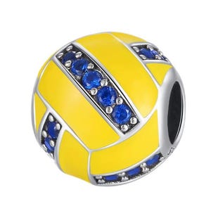 Volleyball Charm Bead, Sports Charm for Bracelet, Volleyball Jewelry Gift, Athlete Gift, Compatible with Pandora Bracelet, Team Spirit Charm