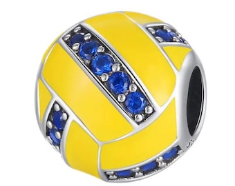 Volleyball Charm Bead, Sports Charm for Bracelet, Volleyball Jewelry Gift, Athlete Gift, Compatible with Pandora Bracelet, Team Spirit Charm