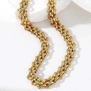 Waterproof 18K Gold & Silver Link Necklace, Gold Chain Necklace, Trendy Chunky Chain Necklace For Pendants and Charms, Link Chain Bracelets