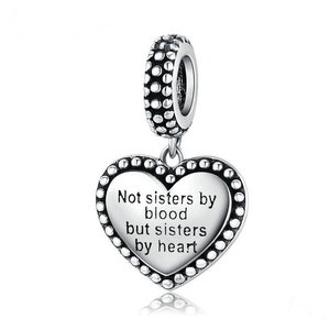 Sterling Silver Best Friend Charm & Sister Charm, Heart Charm Fits Pandora Style Bracelet, Best Friend Gifts, Paw Print Friendship Bracelet Sister Charm