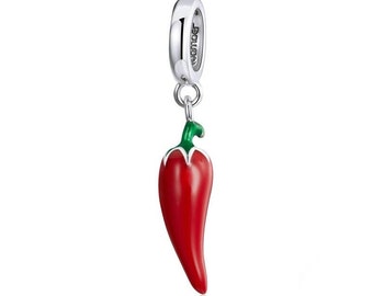 Food Charm Sterling Silver PS1409 Pepper Charm Chile Pepper Charm Chile Pepper Pendant