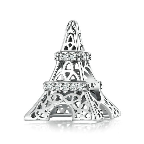 Sterling Silver 3D Tour Eiffel Charm &Pendentif Cadeaux de la Saint-Valentin, Pendentif Tour Eiffel pour collier Paris Style Pandora, Bijoux de voyage