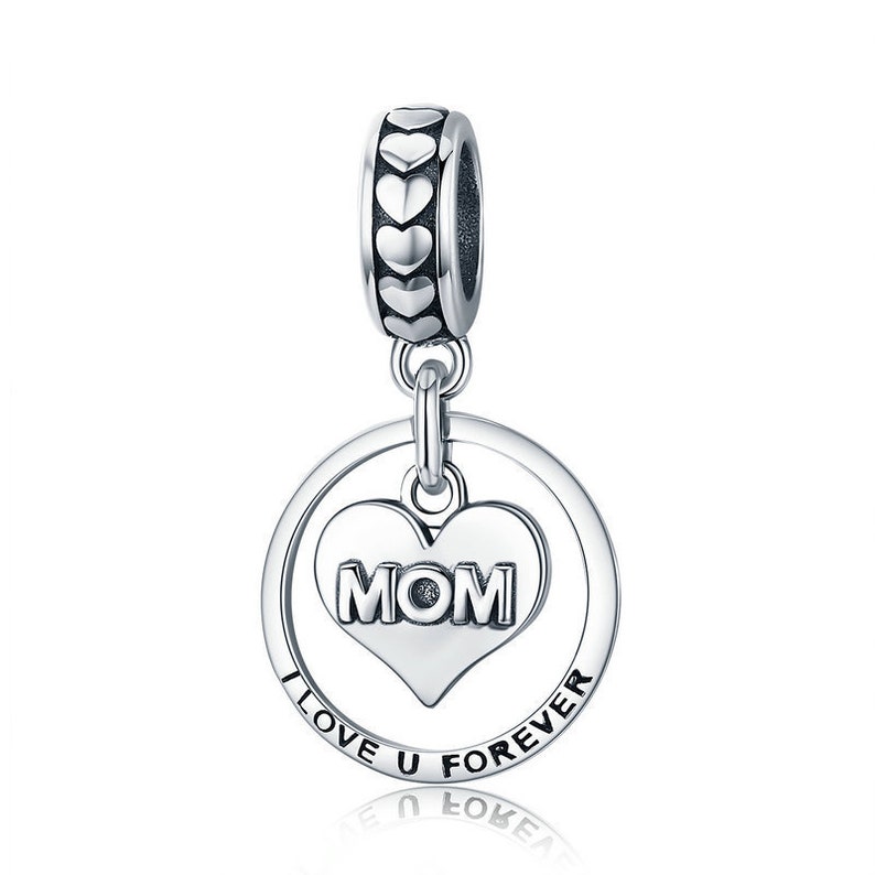Sterling Silver Mom Charm Mother Charm Silver Heart Charm Etsy