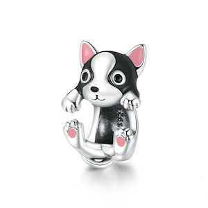 Sterling Silver Black Cat Charm and Dog Charm Fits European Charm Bracelet, For Dog Lovers Gift For Cat Lovers, Animal Cat Jewelry Dog Charm Only