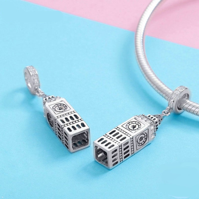 Sterling Silver Roman Colosseum Charm, Big Ben Charm, Travel Charm For European Charm Bracelet, London Charm, European Historical Jewelry image 9