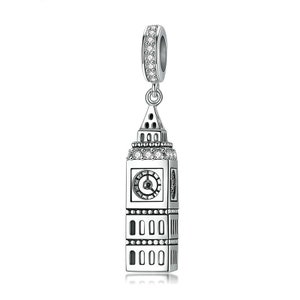 Sterling Silver Roman Colosseum Charm, Big Ben Charm, Travel Charm For European Charm Bracelet, London Charm, European Historical Jewelry Big Ben