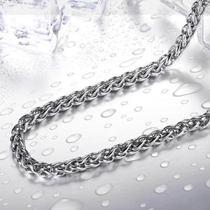 Waterproof Stainless Steel Chain Necklace 316L, Silver Chain For Pendant, Wheat Chain For Men & Women, 3mm, 4mm, 5mm, 6mm, 7.5mm, 18 30 image 3