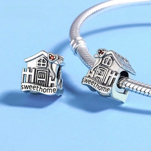 Sterling Silver Sweet Home Charm For House Warming Blessing, Silver House Charm Pendant Fits Pandora Charms Bracelet, Housewarming Gift image 2