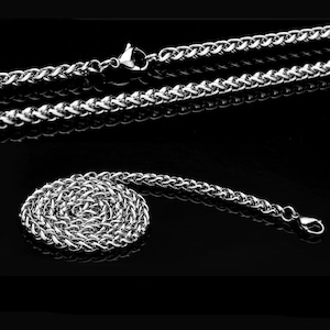 Waterproof Stainless Steel Chain Necklace 316L, Silver Chain For Pendant, Wheat Chain For Men & Women, 3mm, 4mm, 5mm, 6mm, 7.5mm, 18 30 image 9