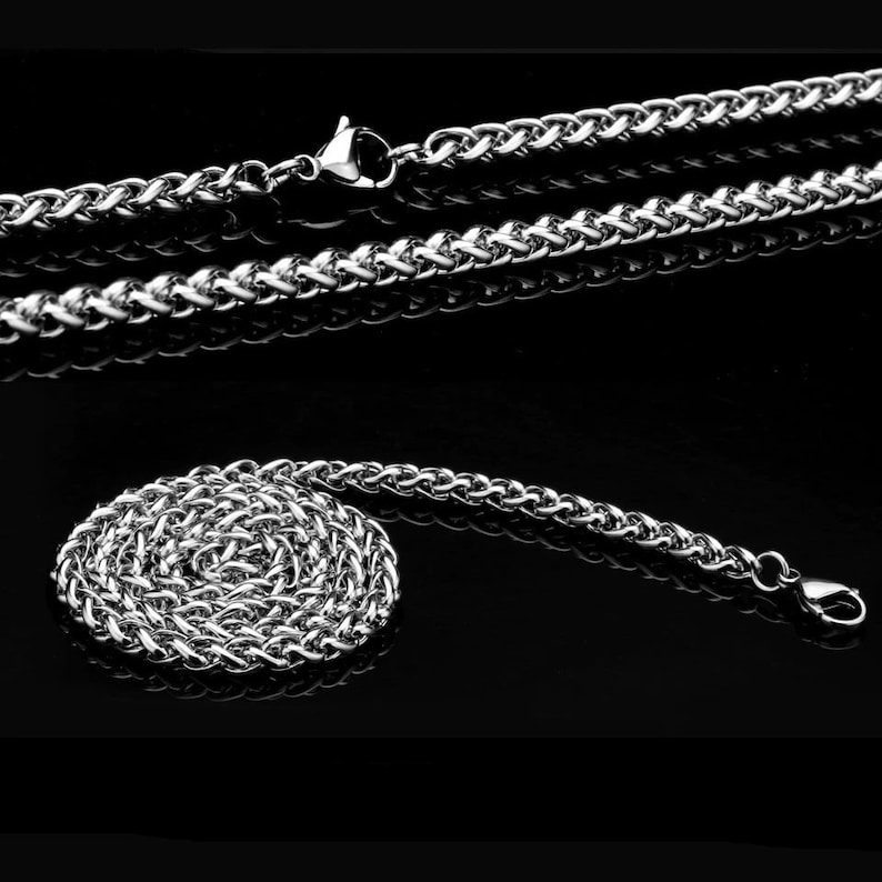 Waterproof Stainless Steel Chain Necklace 316L, Silver Chain For Pendant, Wheat Chain For Men & Women, 3mm, 4mm, 5mm, 6mm, 7.5mm, 18 30 image 9