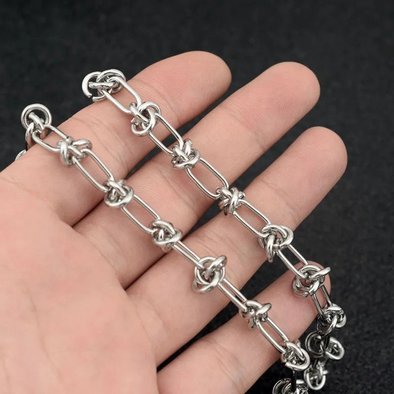 Waterproof Silver Barb Wire Necklace For Mens Jewelry, Knot Chain Necklace For Mens Necklace, Chain Choker For Stacking Steel Chain Necklace image 10