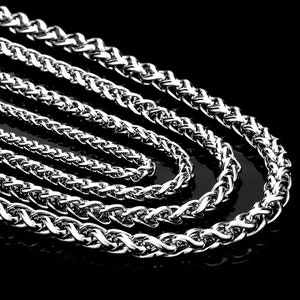 Waterproof Stainless Steel Chain Necklace 316L, Silver Chain For Pendant, Wheat Chain For Men & Women, 3mm, 4mm, 5mm, 6mm, 7.5mm, 18 30 image 4