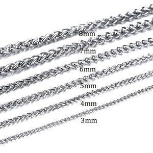 Waterproof Stainless Steel Chain Necklace 316L, Silver Chain For Pendant, Wheat Chain For Men & Women, 3mm, 4mm, 5mm, 6mm, 7.5mm, 18 30 image 6