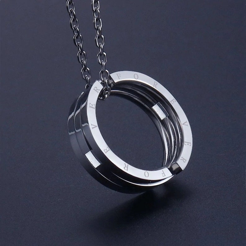 Foldable Infinity Ring Pendant, Stainless Steel Forever Pendant, Infinity Charm, Foldable Ring For Men & Women, Kpop Style Birthday Gift image 3