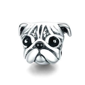 Sterling Silver English Bulldog Charm Fits European Charms Bracelet, Dog Charm For Dog Lovers, Dog Bracelet, Silver Dog Earrings Jewelry Bulldog Charm 2