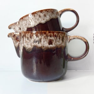 Vintage Drip Glaze Mid-Century Milk Jug Pitcher Hot Chocolate Dark Brown Lava Style German Pottery Ceramics Juice Water 50s 60s