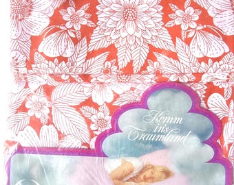 Original Graziela BRIGITTE Extra Model New in Original Packaging Vintage Bedding Set Flowers Butterflies Orange White 2-Piece 70s or Duvet Cover Only DIY Fabric