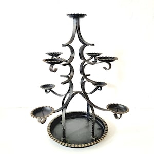 Vintage candle pyramid candle holder pyramid mid-century metal candlestick wrought iron candlestick Advent wreath black Scandi design