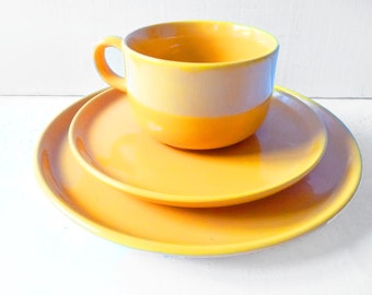 Vintage Melitta Friesland Ceracron Coffee Tableware, Tea Cup Plate Sun Yellow, Mid-Century Modern MidMod, Sunny Flower Power, WGP