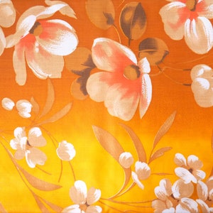 70s Vintage Bedding, Large Hippie Magnolias, Brown Orange Fabric Floral, 2pcs Standard Size Cover Pillow Boho Set Flower Power