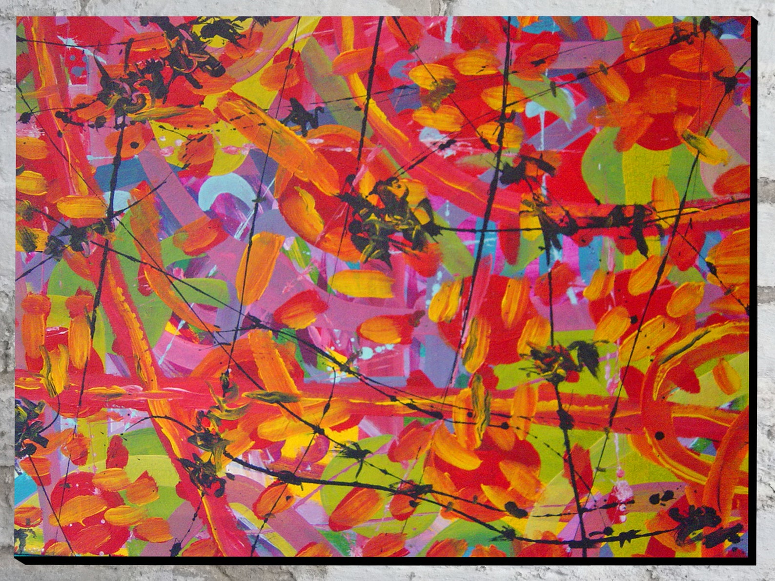 Vintage Painting, Abstract Art, Wall Decoration, Acrylic Painting Red