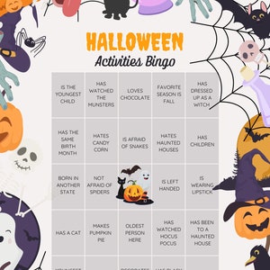 Halloween Find the Guest Bingo, Party Games, Halloween Game Printable, Halloween Games