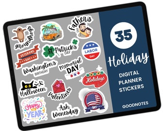 Holiday Digital Stickers, Seasonal Stickers, Pre-cropped Goodnotes Stickers, iPad Stickers, Holidays Stickers, Digital Planner Stickers, PNG