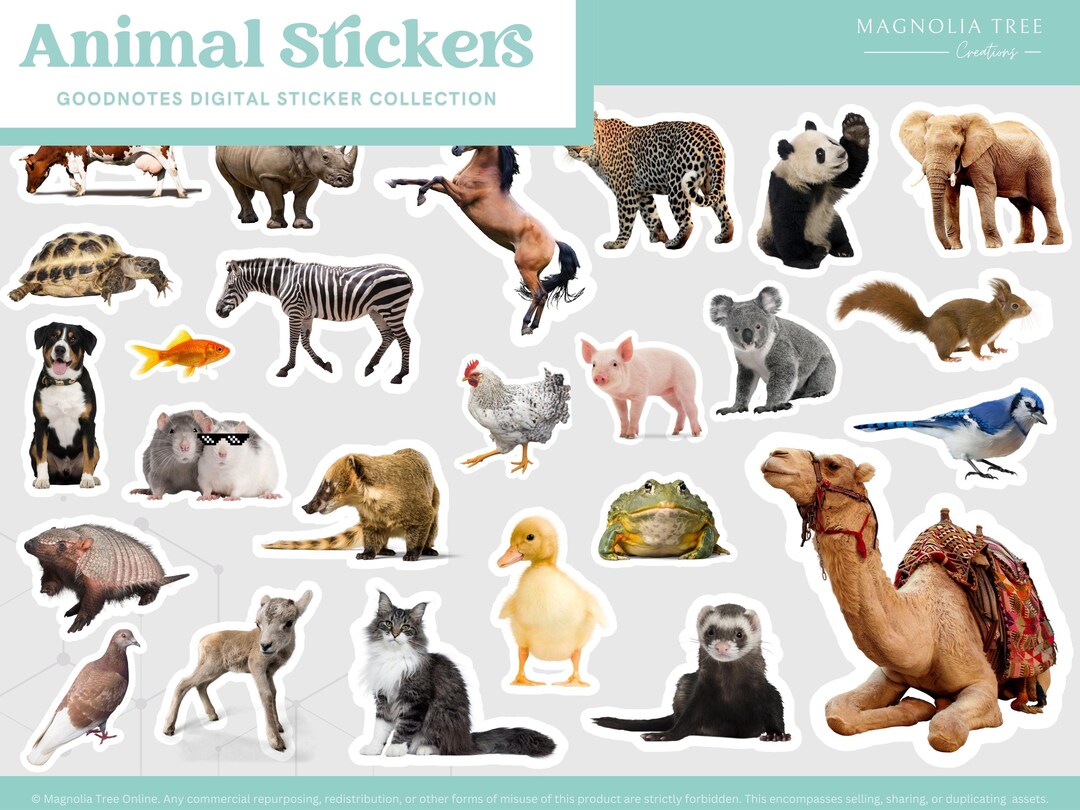 Rectangular Sticker Animals Realistic Animal Stickers: Digital Planner PNG Bundle (35+) - Etsy