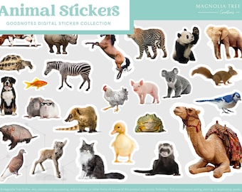 Realistic Animal Stickers: Digital Planner PNG Bundle (35+)