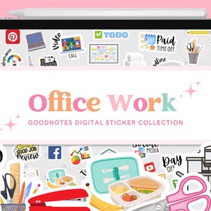 Office Work Stickers Goodnotes Collection: 60+ PNG Stickers