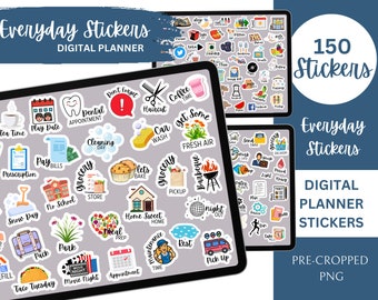 Everyday Life Digital Stickers Collection: Organize Chores, Work, Bills, and Workouts with GoodNotes or Notability | PNG Precropped