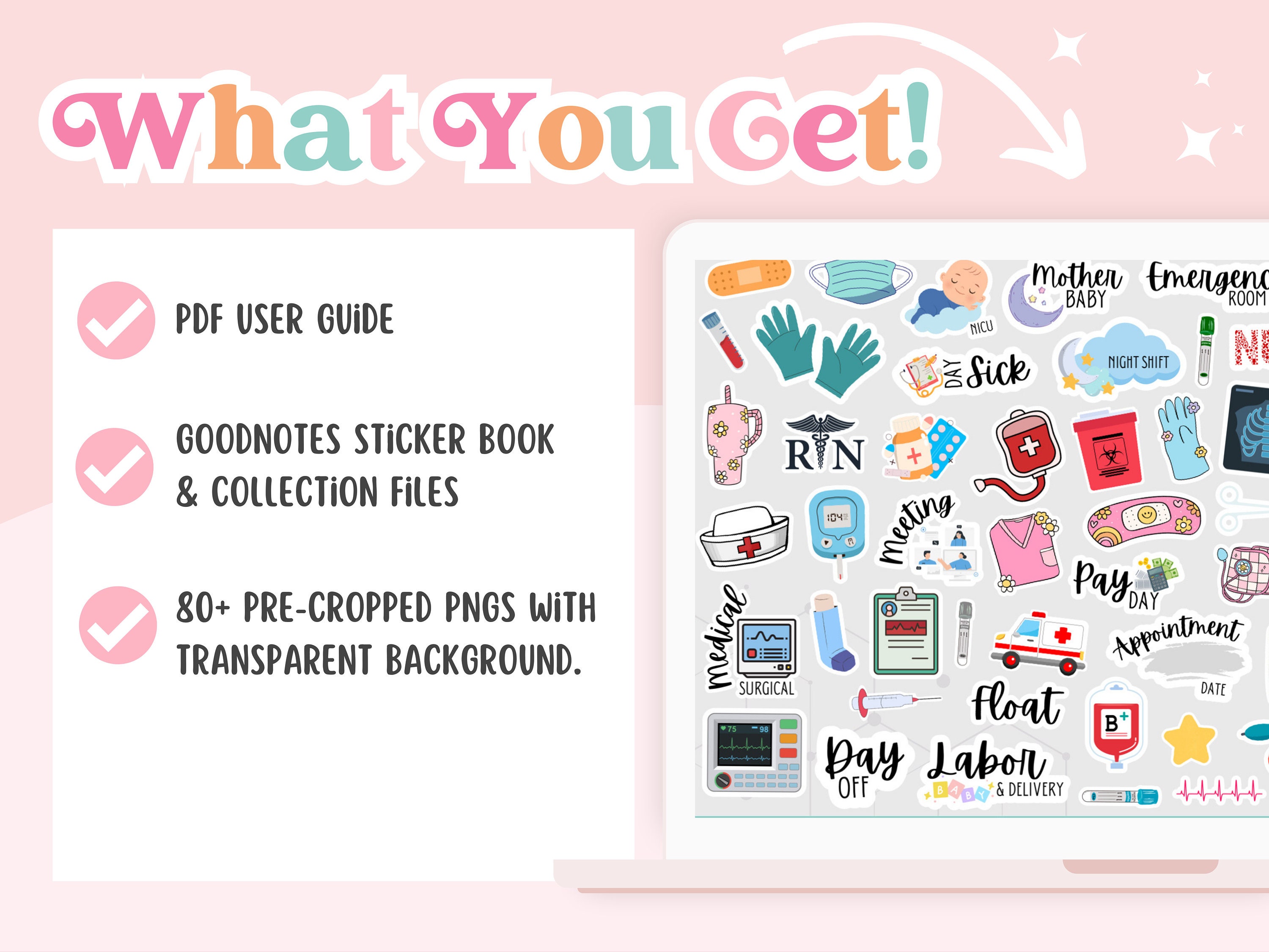 Medical Goodnotes Stickers: Hospital Nurse Planner Clipart (digital ...