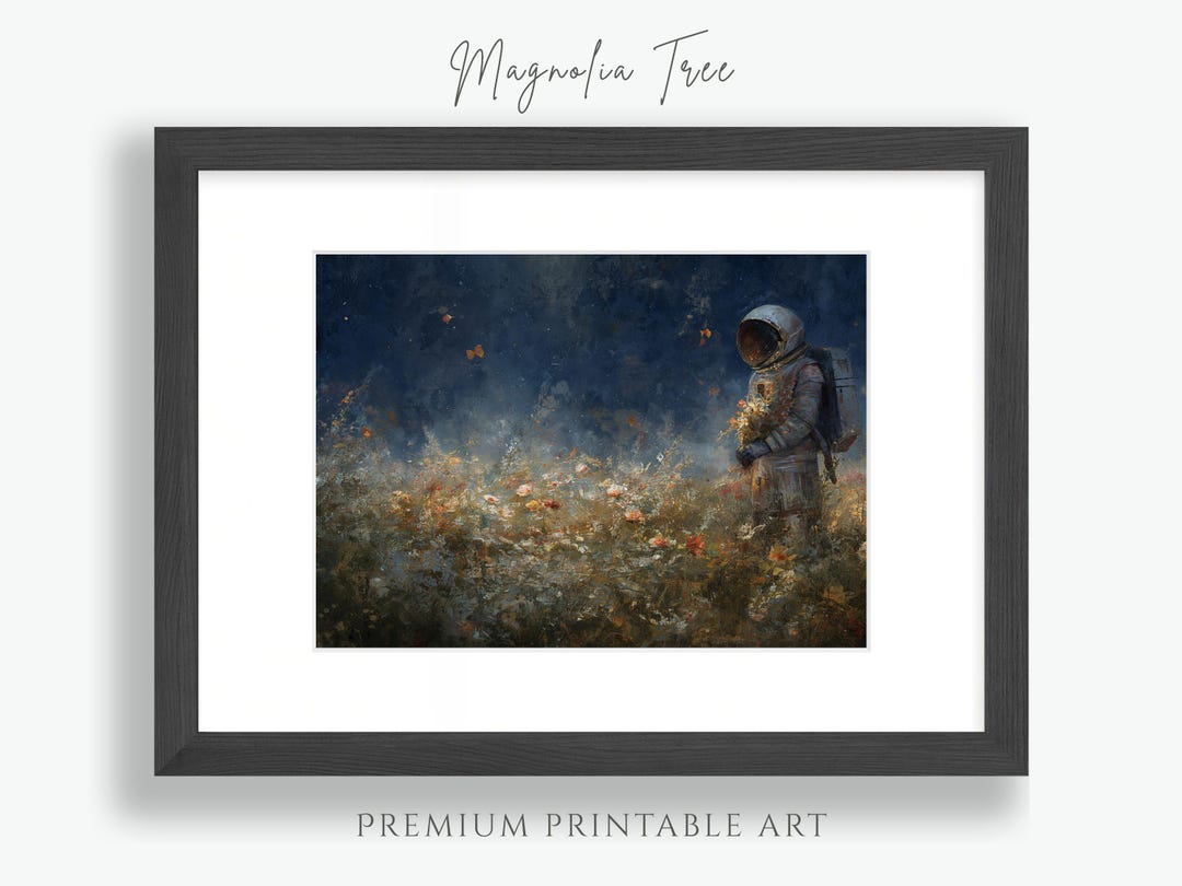 Printable Wall Art Digital Download Astronaut in a Flower Field ...