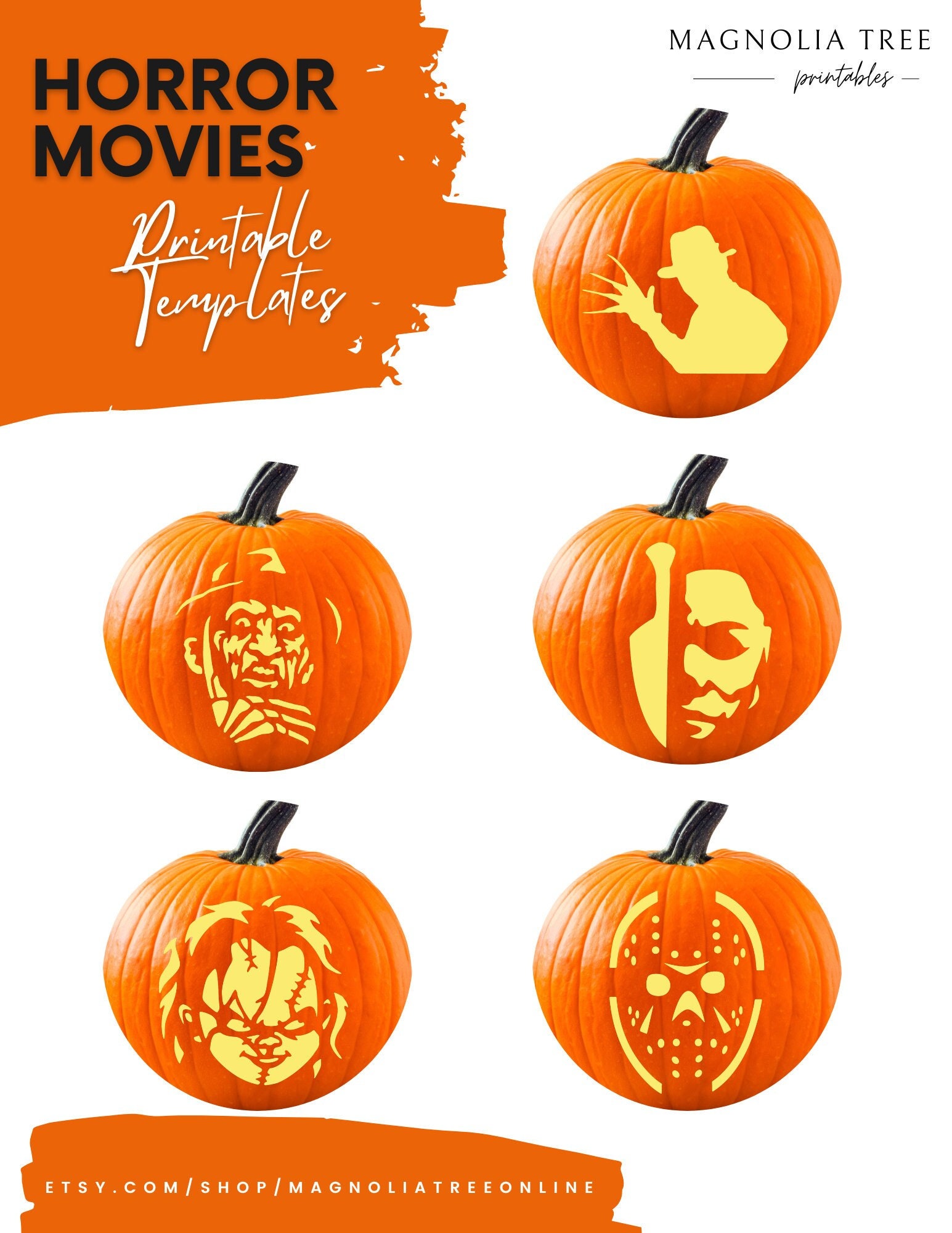Printable Horror Movies Pumpkin Templates Etsy