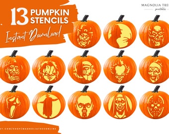 Horror Movie Bundle Printable Pumpkin Carving Stencils: PDF Template ...