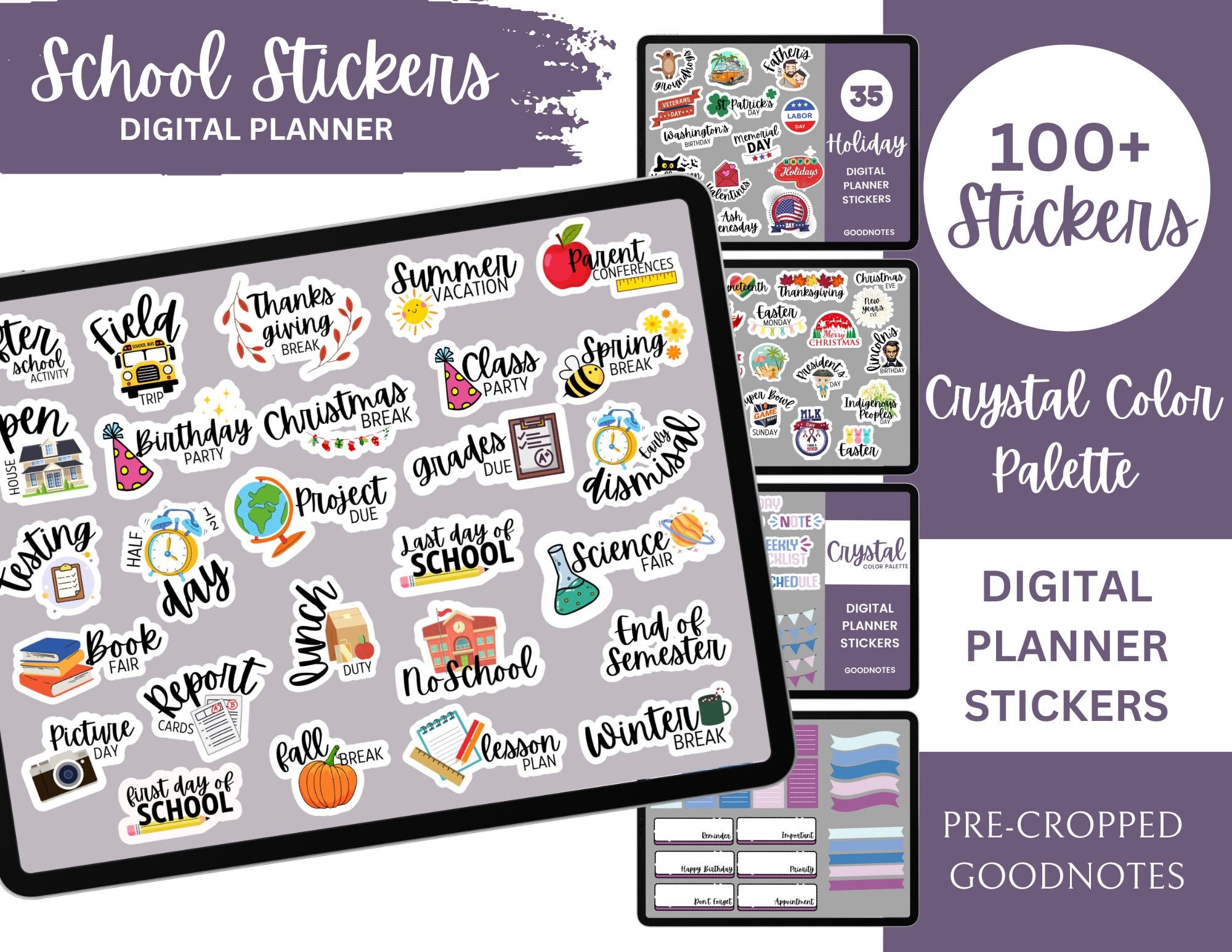 School Teacher Digital Stickers Goodnotes Collection: 100+ School Homeschool PNG Stickers