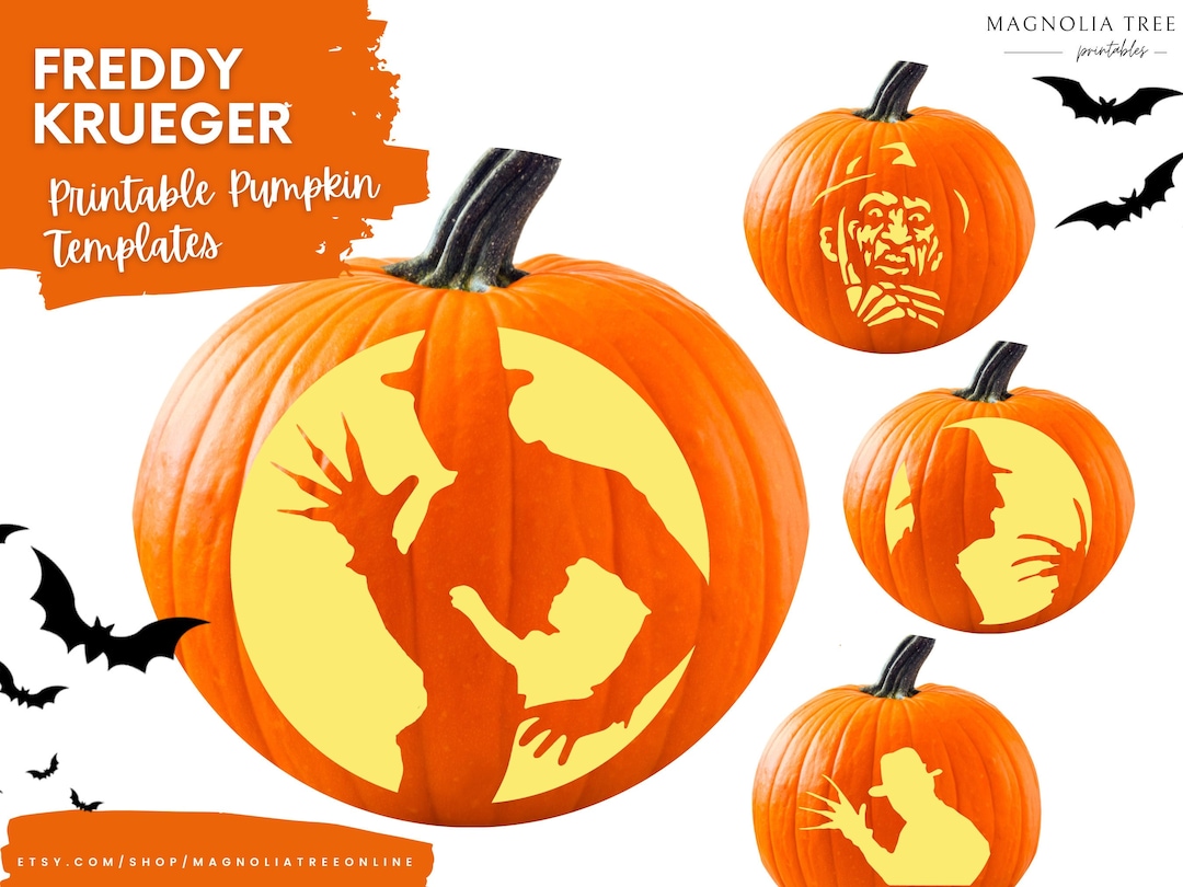 Freddy Krueger Pumpkin Carving Stencil Bundle: Easy-to-carve