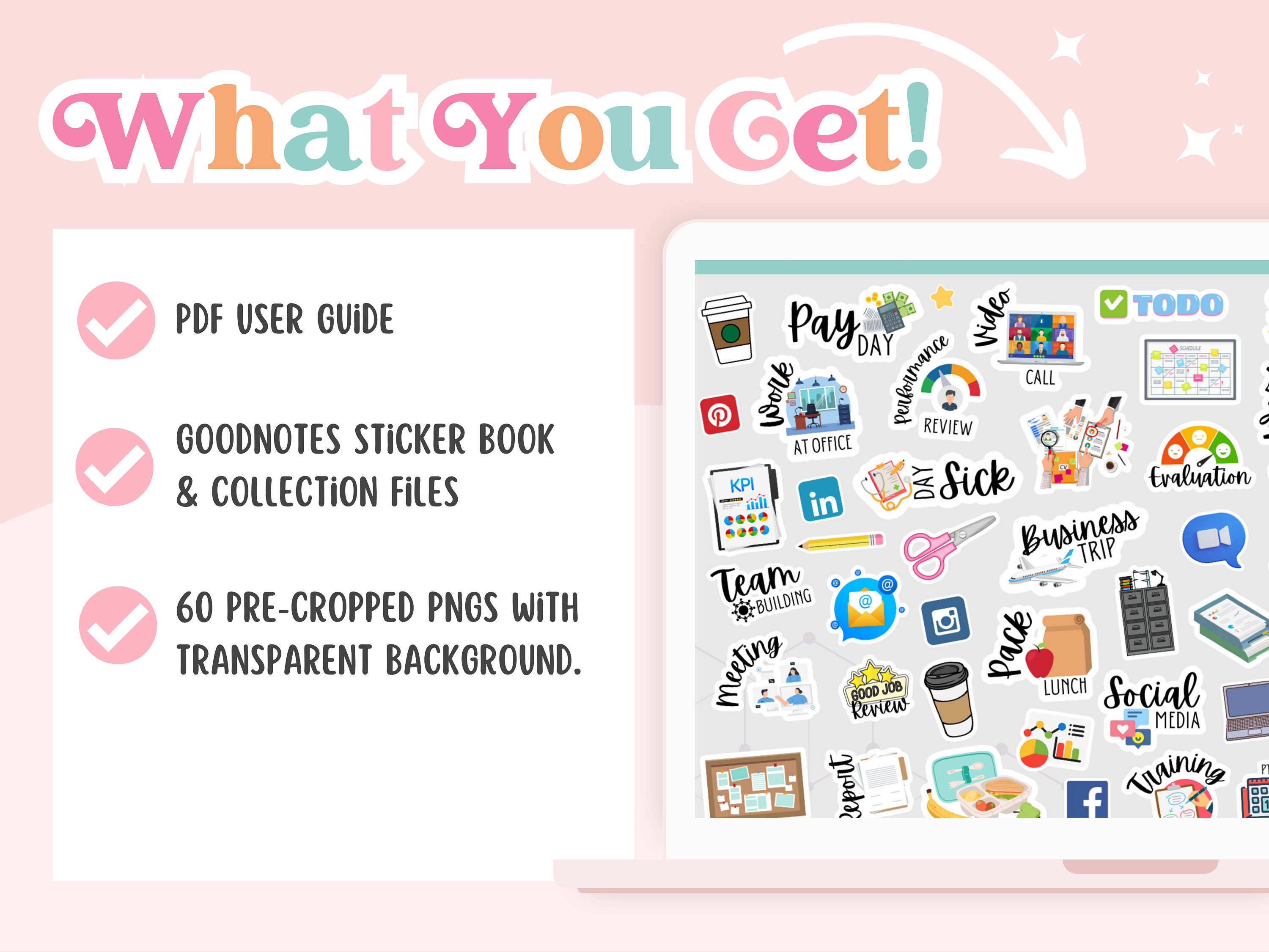 Office Work Stickers Goodnotes Collection: 60 PNG Stickers - Etsy