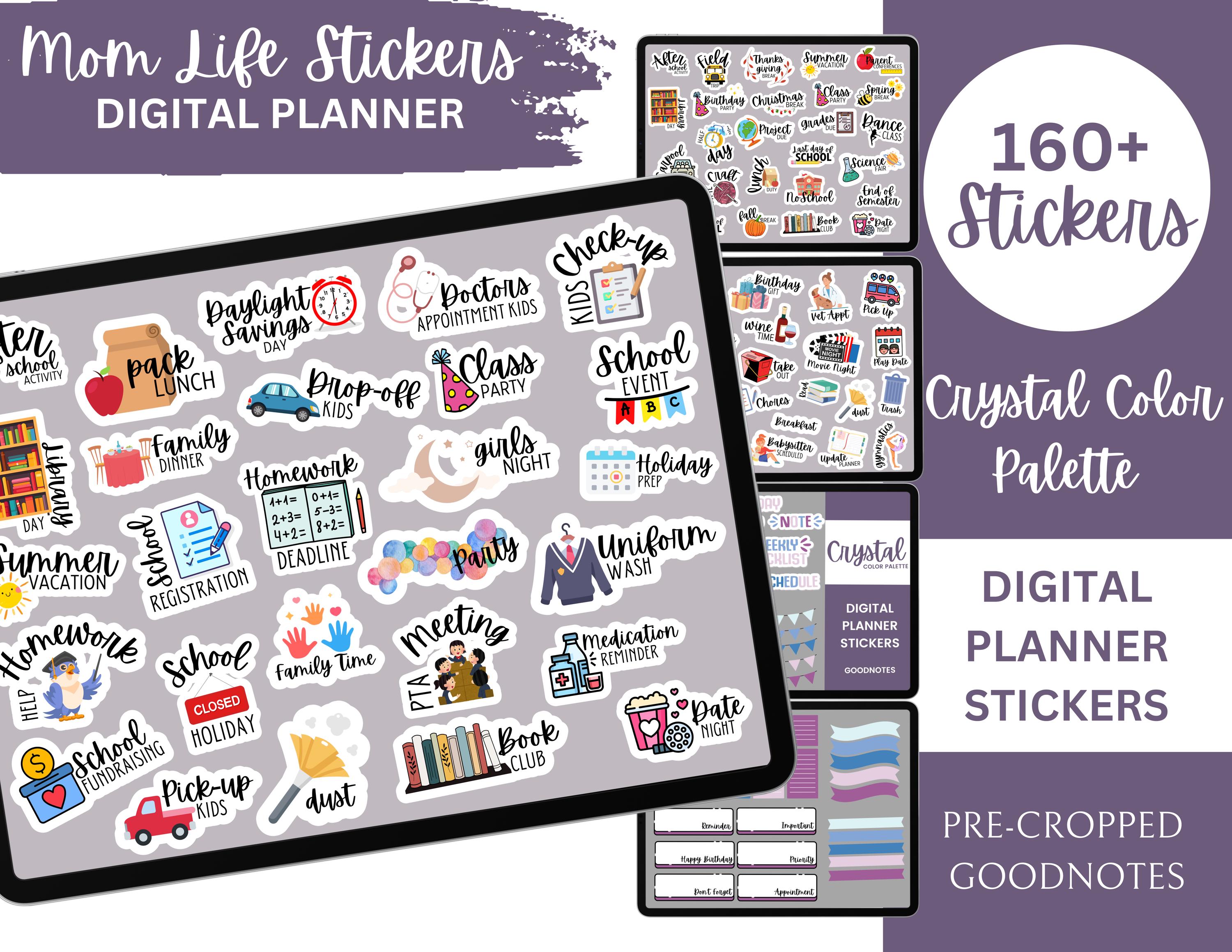 Digital Stickers Mom Life Kids School PNG, Goodnotes Planner Download ...