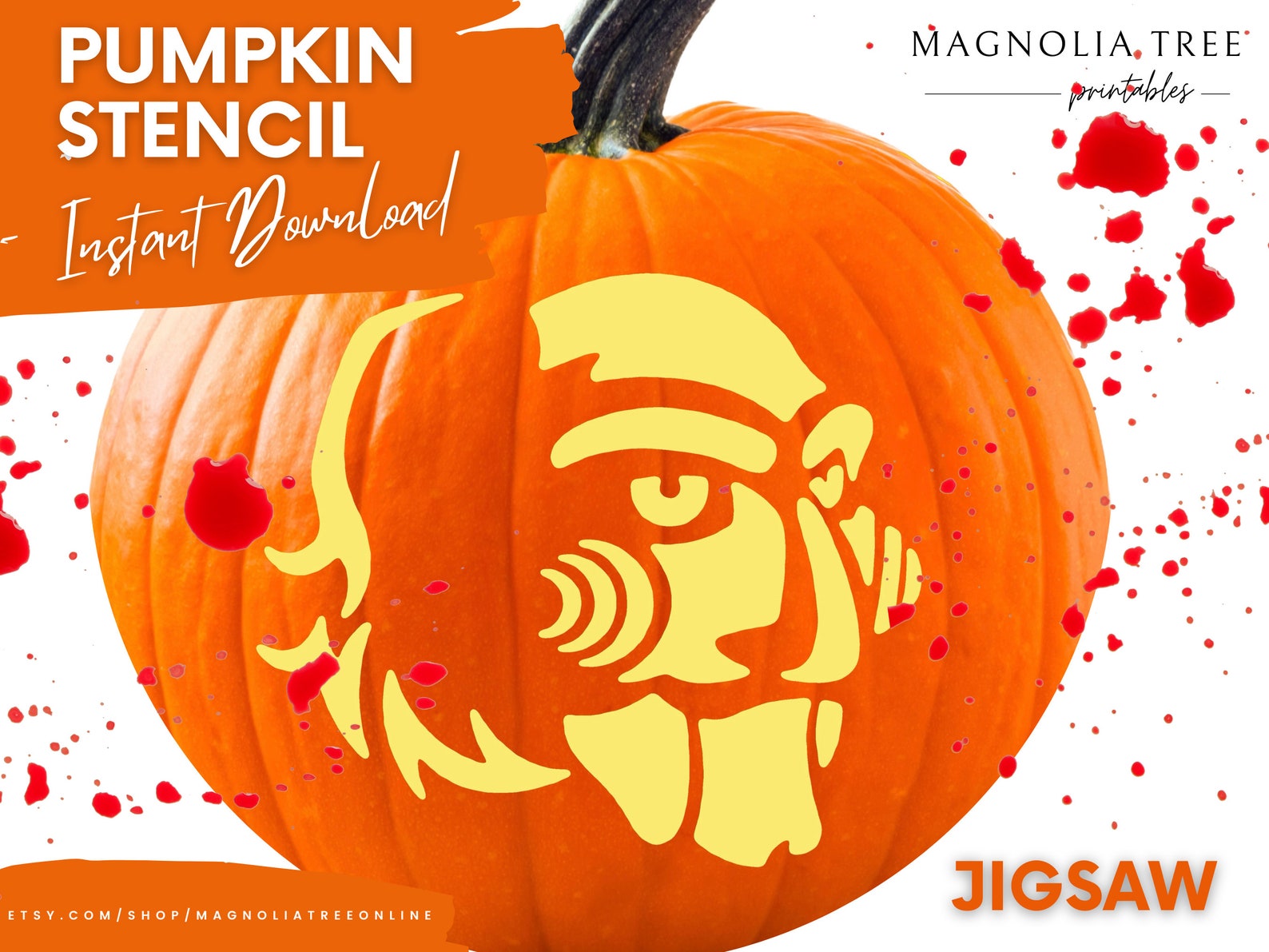 Iconic Jigsaw Horror Movie Printable Pumpkin Stencil - Etsy